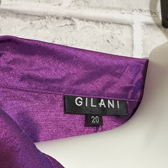 Gilani Vibrant Purple Button Down Shirt for Women, shoulder pads, size 20 - Picture 2 of 7